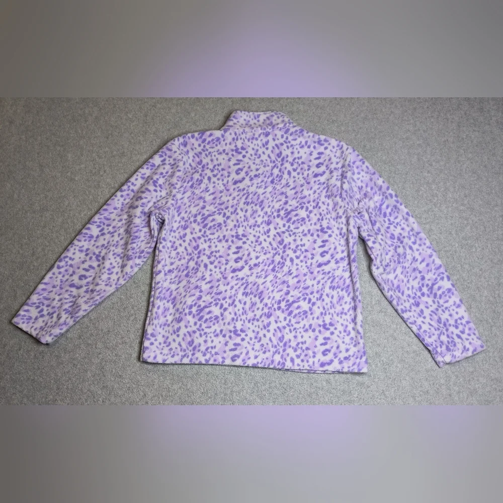 Eddie Bauer Fleece Jacket Girls M 10/12 Leopard Print Full Zip